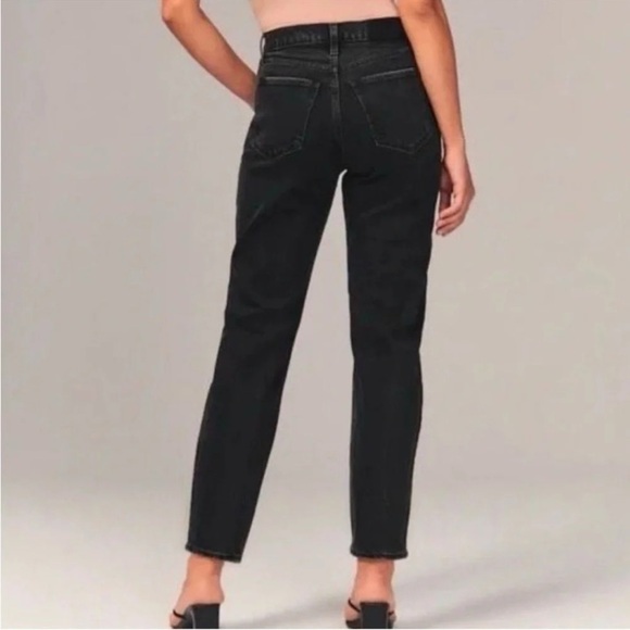 Abercrombie and Fitch The Mom High Rise Black Womens Size 27 Dark Straight Leg - Picture 3 of 16